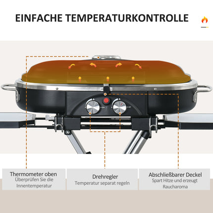 Gas grill BBQ Cart, foldable 2 burners, stainless steel
