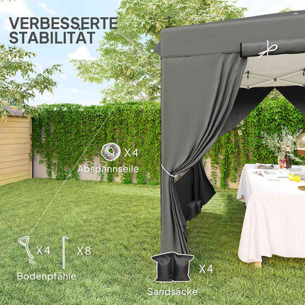 Pop-Up Gazebo 2.5x2.5m, water-resistant, UV50+, dark grey