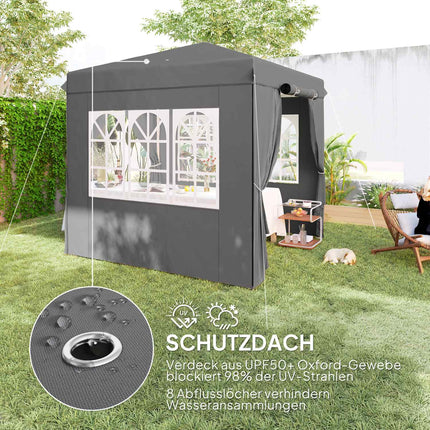 Pop-Up Gazebo 2.5x2.5m, water-resistant, UV50+, dark grey