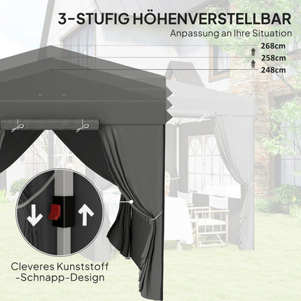 Pop-Up Gazebo 2.5x2.5m, water-resistant, UV50+, dark grey
