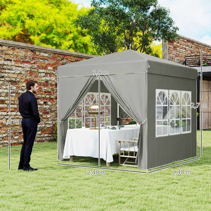 Pop-Up Gazebo 2.5 m, water-resistant, UV 50+, light grey