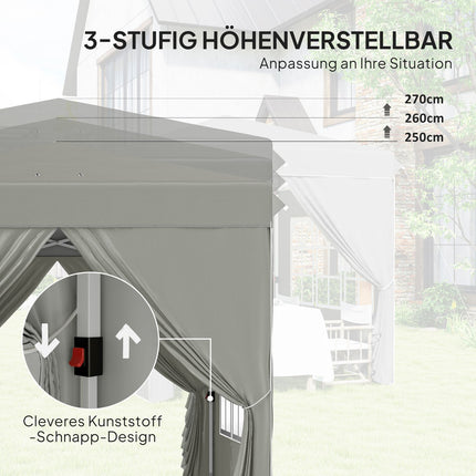 Pop-Up Gazebo 2.5 m, water-resistant, UV 50+, light grey