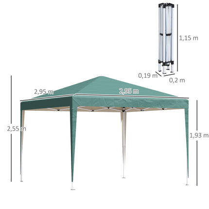 Pop-Up Gazebo 2.95x2.95M, UV-resistant collapsible steel frame