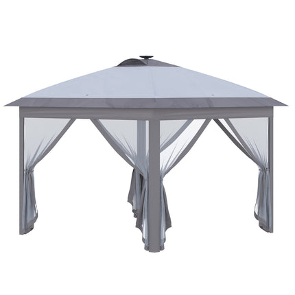 Pop-Up Gazebo 3.3x3.3M with LED, Mesh walls, Sun protection