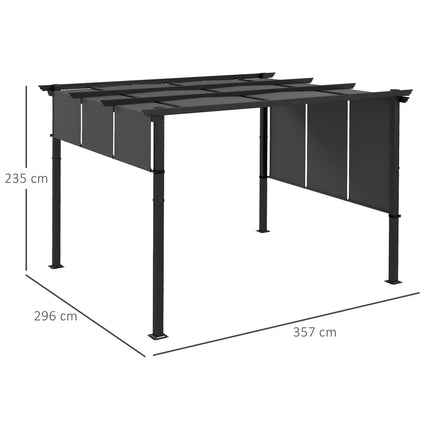 Weatherproof Gazebo Pergola 3.5x3m - Dark gray patio roof