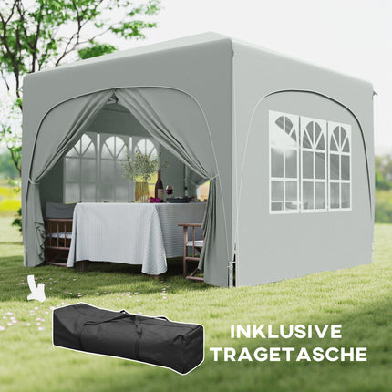 3x3m water-resistant pop-up gazebo, UV 50+, light grey