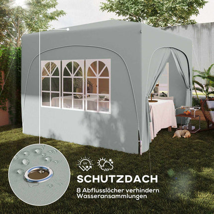 3x3m water-resistant pop-up gazebo, UV 50+, light grey