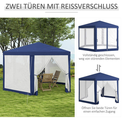 Hexagonal 4x3m gazebo, water-repellent, mosquito net