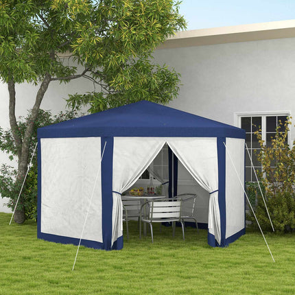 Hexagonal 4x3m gazebo, water-repellent, mosquito net