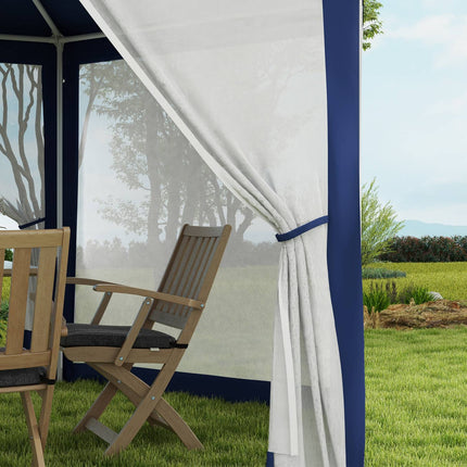 Hexagonal 4x3m gazebo, water-repellent, mosquito net