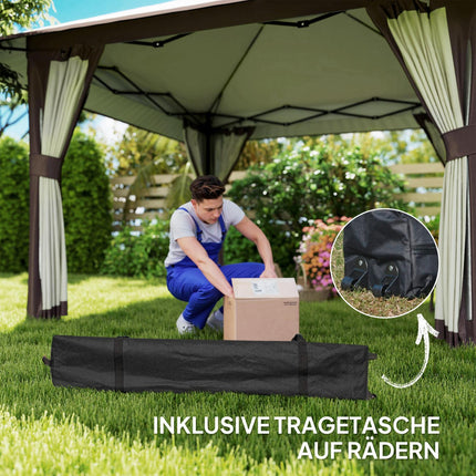 Waterproof 4x4 m pop-up gazebo with mesh walls and UV protection