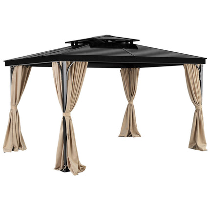 Gazebo Privacy Curtains 10x10, 4-Panel, Zippered, Khaki