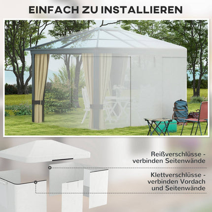 Waterproof gazebo roof with 2 side walls, white