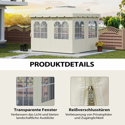 Gazebo Side Panels, 4 Pack, 3x3m, Cream, UV & Water Resistant