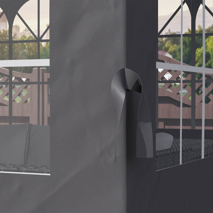 Gazebo Side Panels, 4 Panels with Zippers, 3x3m, Dark Grey