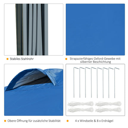 Pop-up folding gazebo 3x3m, Waterproof, Winterproof, Blue