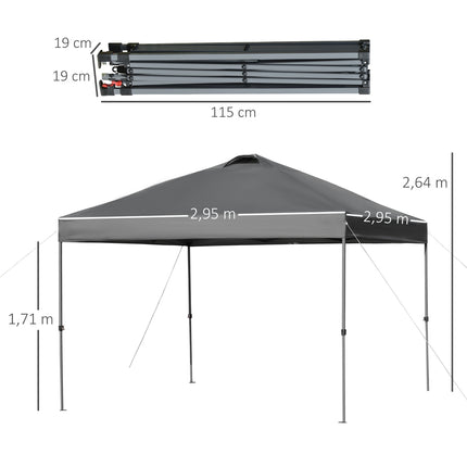 Waterproof Pop-Up Gazebo, 3x3m, UV protection, dark grey