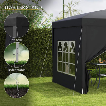 Pop-Up Gazebo 3x3m, Water-repellent, UV 50+, Black