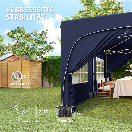 Pop-Up Gazebo, 3x6m, UV 50+, Water-repellent, Dark blue