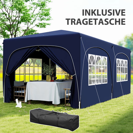 Pop-Up Gazebo, 3x6m, UV 50+, Water-repellent, Dark blue