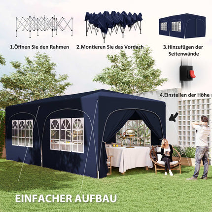Pop-Up Gazebo, 3x6m, UV 50+, Water-repellent, Dark blue