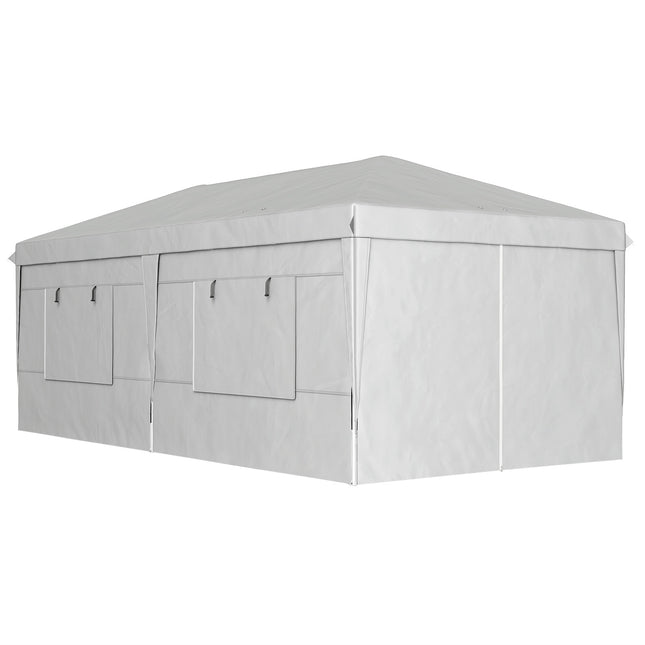 Paviljoen ca. 3x6m, waterafstotend, stabiel, winterbestendig pop-up vouwpaviljoen, UV-bescherming 50+, opvouwbare partytent, tuintent met 6 zijpanelen, zaktuinpaviljoen voor op de camping, tuin, lichtgrijs