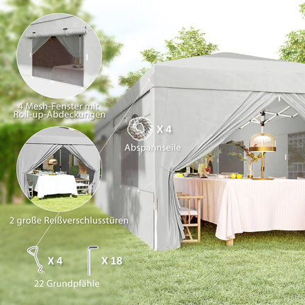 Pop-Up Gazebo 3x6m, water-repellent, UV50+ protection