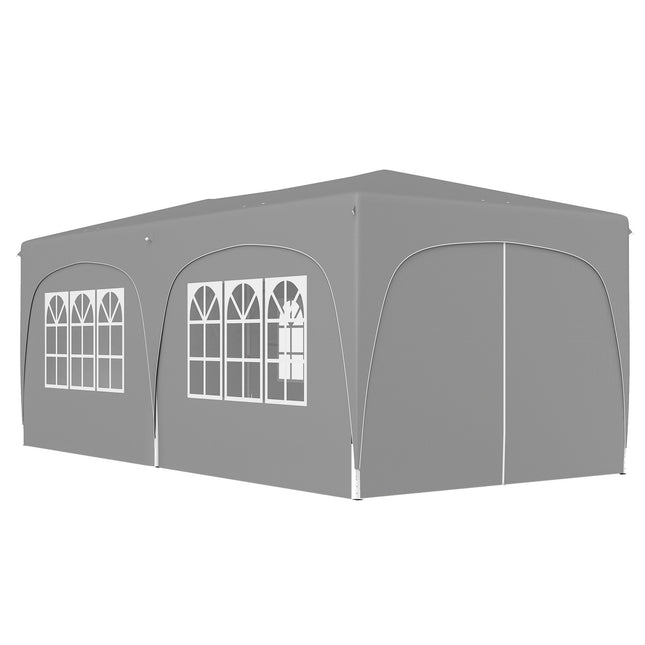Paviljoen ca. 3x6m, waterafstotend, stabiel, winterbestendig pop-up vouwpaviljoen, UV-bescherming 50+, opvouwbare partytent, tuintent met 6 zijpanelen, zaktuinpaviljoen voor op de camping, tuin, lichtgrijs