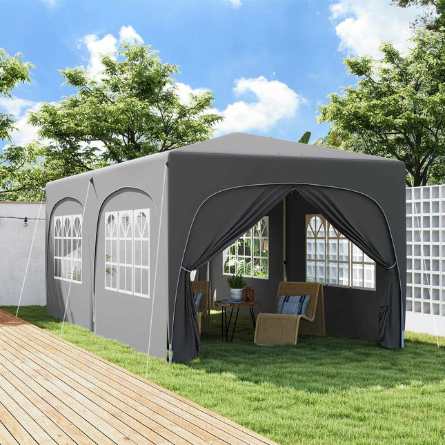 Paviljoen ca. 3x6m, waterafstotend, stabiel, winterbestendig pop-up vouwpaviljoen, UV-bescherming 50+, opvouwbare partytent, tuintent met 6 zijpanelen, zaktuinpaviljoen voor op de camping, tuin, lichtgrijs