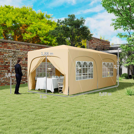 3x6m water resistant pop-up gazebo, UV50+, 6 panels