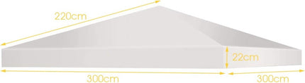 Gazebo replacement roof sun protection cover with Velcro fasteners 300 x 300 cm beige