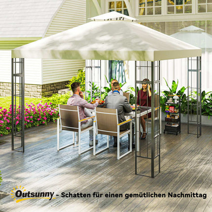 Creamy white 3x3m metal gazebo - UV and water resistant