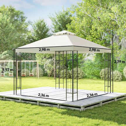 Creamy white 3x3m metal gazebo - UV and water resistant