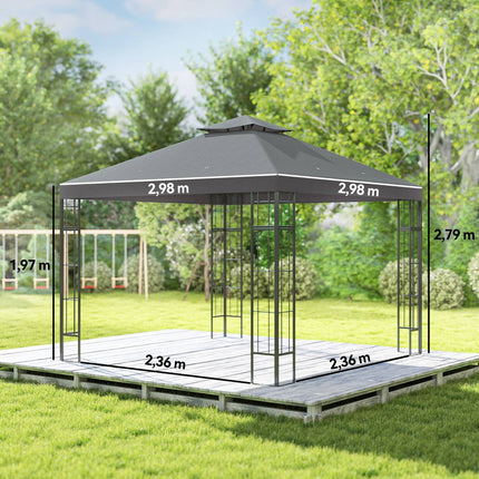 Water-repellent 3x3m Gazebo, UV protection, dark grey