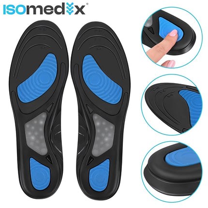 Gel Shoe Insoles Size 37-42 with Arch Support, 1 Pair, Cut to Fit, Washable
