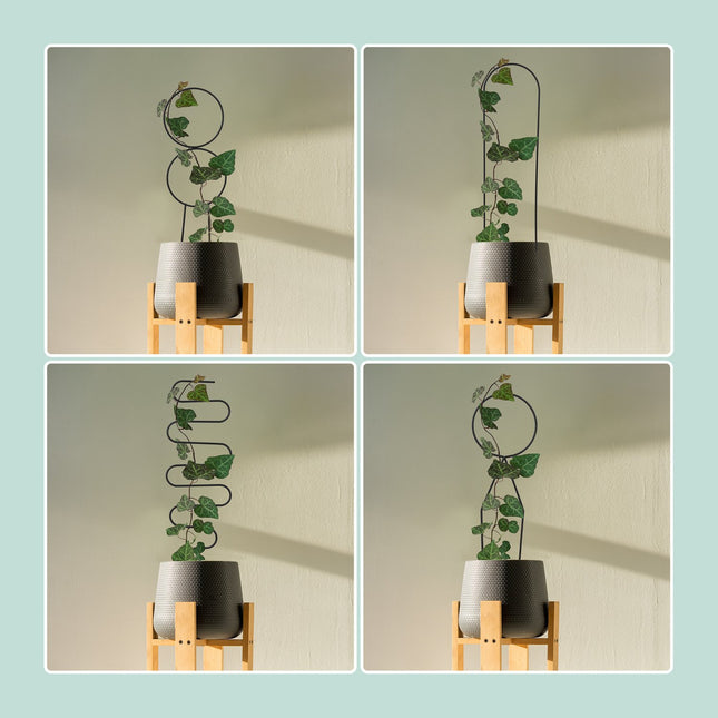 Geometric Steel Plant Supports – Set of 3