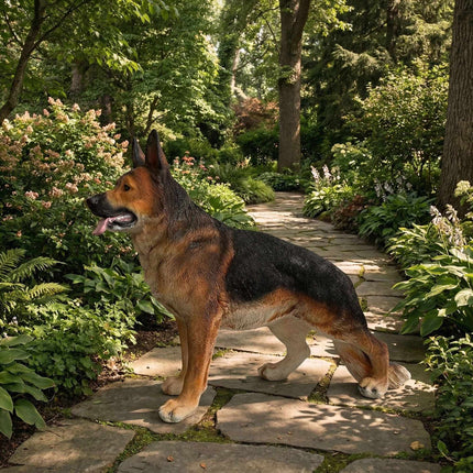 German Shepherd Garden Statue, Polyresin, 114 cm