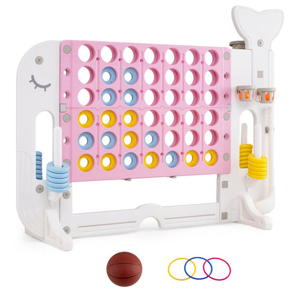 Giant 4-in-1 Connect Game Set with Ring Toss, Adjustable Height