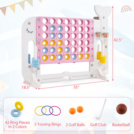 Giant 4-in-1 Connect Game Set with Ring Toss, Adjustable Height