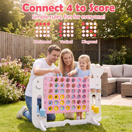 Giant 4-in-1 Connect Game Set with Ring Toss, Adjustable Height