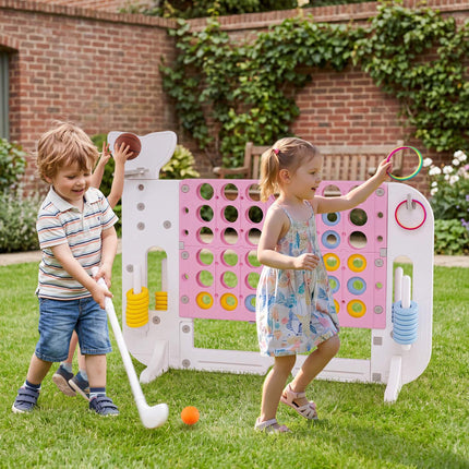 Giant 4-in-1 Connect Game Set with Ring Toss, Adjustable Height