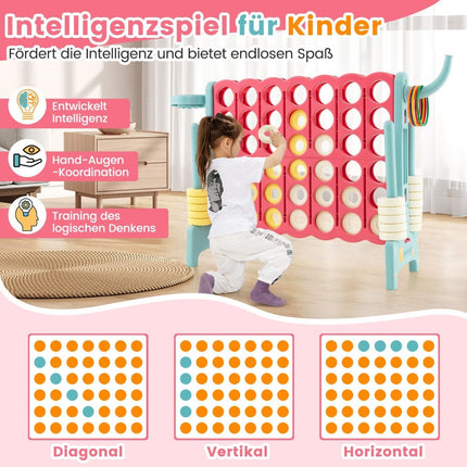 Giant match 4 game extended match 4 game set with basketball hoop and throwing ring light blue