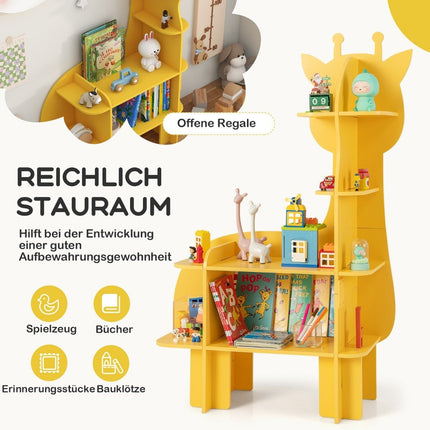 Giraffe Bookshelf for Kids Toy Storage Organizer with Open Shelves