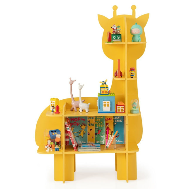 Giraffe Bookshelf for Kids Toy Storage Organizer with Open Shelves