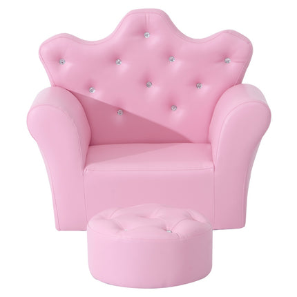 Pink soft armchair for girls with crystal buttons - ages 3+