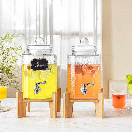 Glass Beverage Dispenser 1.5 Gallon, Stand, Steel Spigot