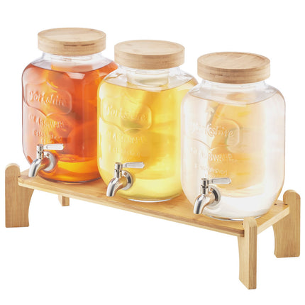 Glass Beverage Dispenser Set, 3-Pack 3.8L With Spigots