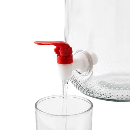 Glass Beverage Dispenser with Tap, 10L – Red