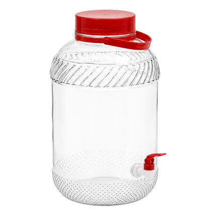 Glass Beverage Dispenser with Tap, 10L – Red