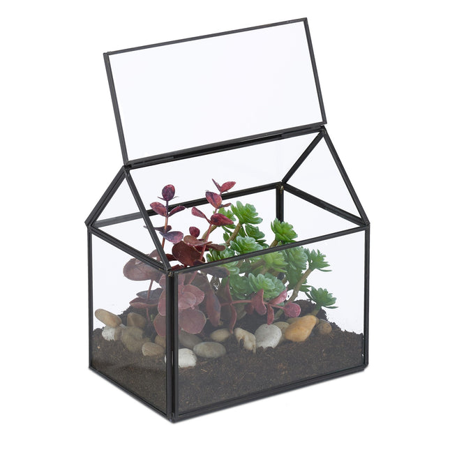 Glass House-Shaped Terrarium for Indoor Plants